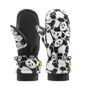 Qunature Panda Heat Transfer Ski Gloves Kids Size S - Black/Whiteeng