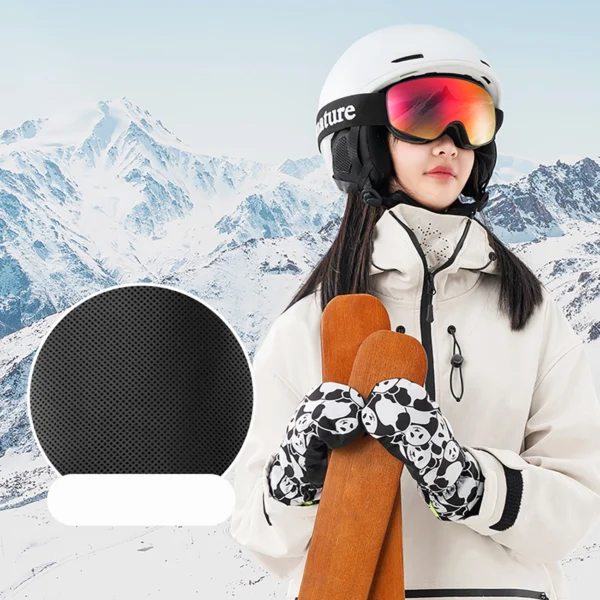 Qunature Panda Heat Transfer Ski Gloves Kids Size S - Black/Whiteeng