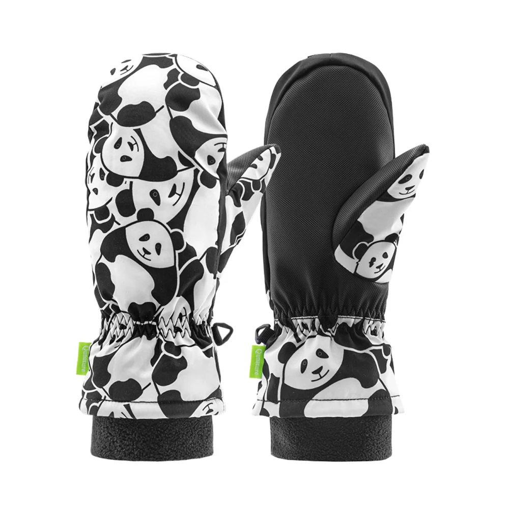 Qunature Panda Heat Transfer Ski Gloves Kids Size S - Black/Whiteeng
