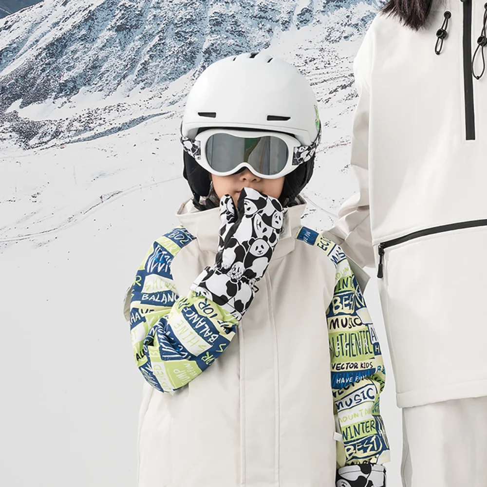 Qunature Panda Heat Transfer Ski Gloves Kids Size S - Black/Whiteeng