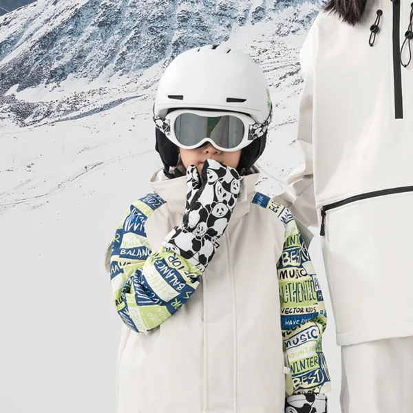 Qunature Panda Heat Transfer Ski Gloves Kids Size S - Black/Whiteeng