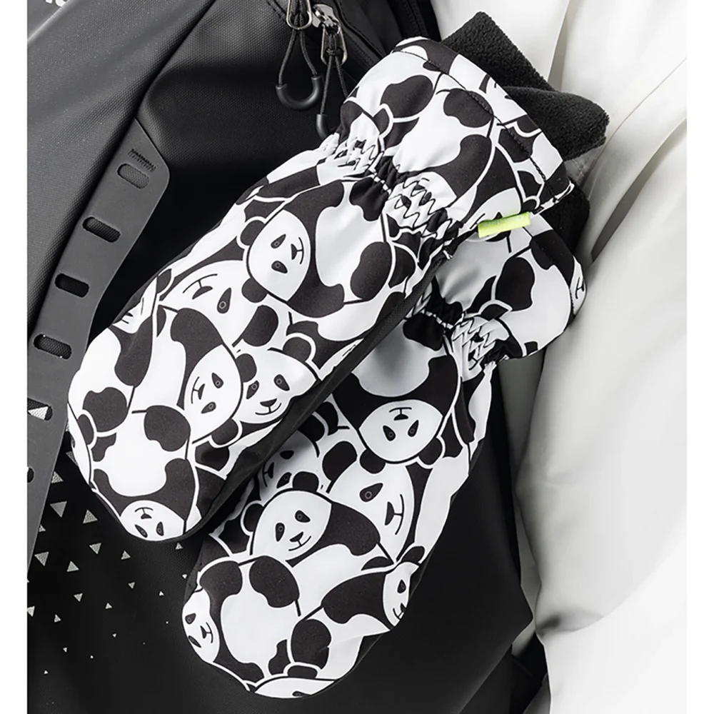 Qunature Panda Heat Transfer Ski Gloves Kids Size S - Black/Whiteeng