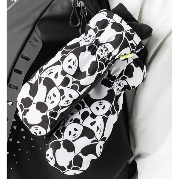 Qunature Panda Heat Transfer Ski Gloves Kids Size S - Black/Whiteeng