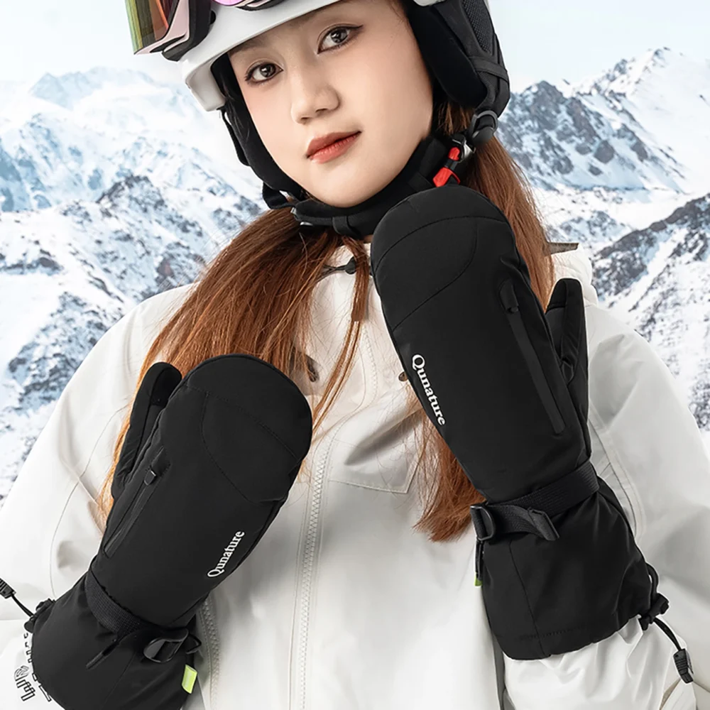 Qunature Full Length Ski Gloves Size M - Blackeng