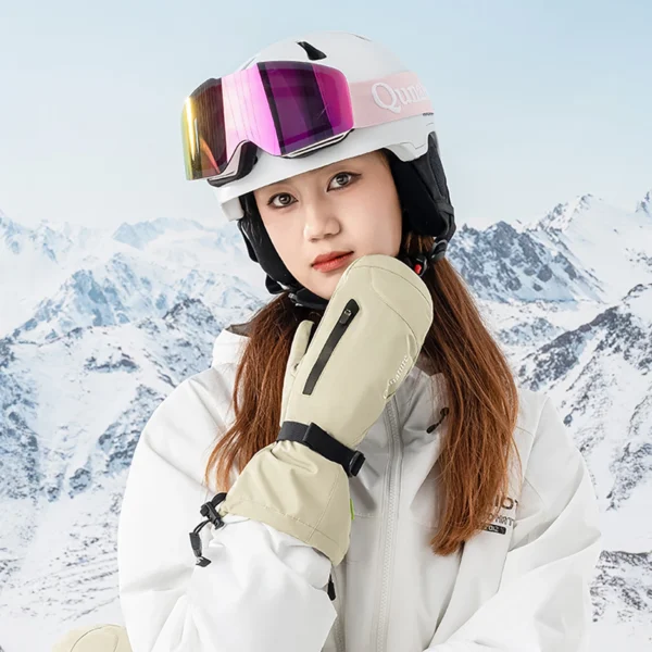Qunature Full Length Ski Gloves Size L - Light Browneng