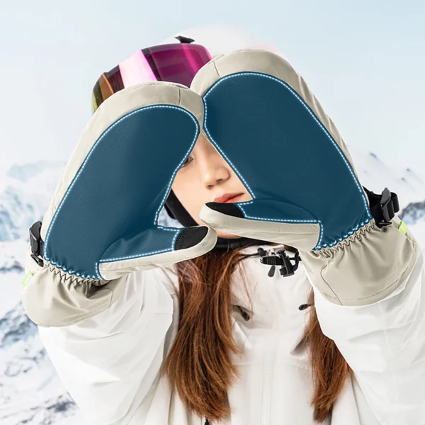 Qunature Full Length Ski Gloves Size L - Light Browneng