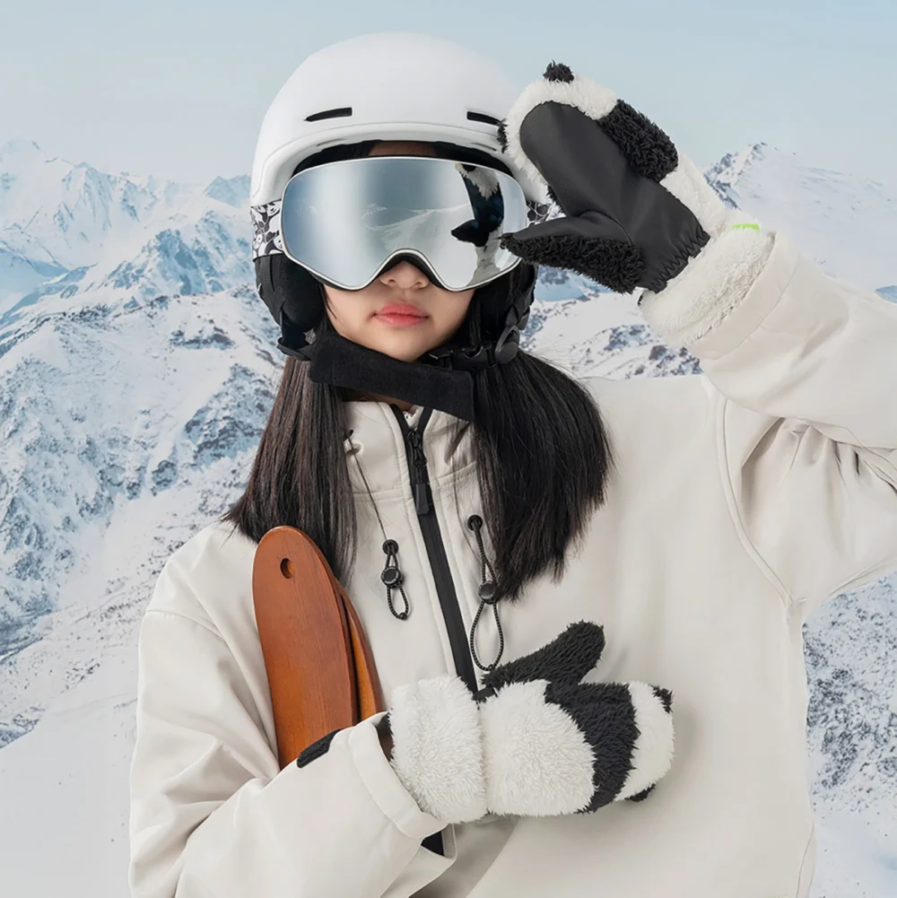 Qunature Panda Ski Gloves for Kids and Adults Size S - Black/Whiteeng