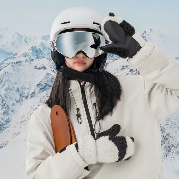 Qunature Panda Ski Gloves for Kids and Adults Size S - Black/Whiteeng