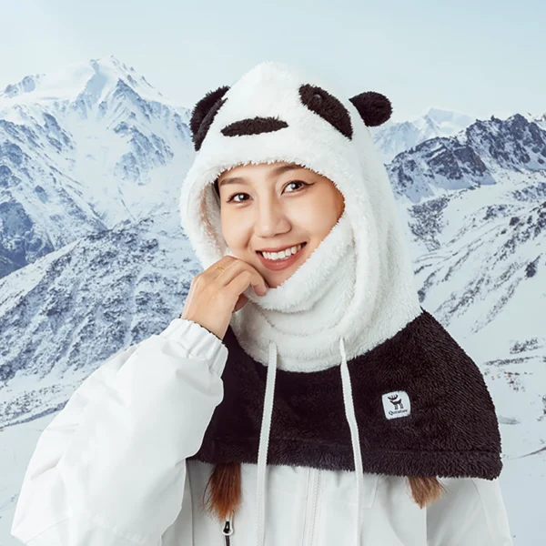 Qunature Panda Ski Balaclava for Kids/Adults Size M - Black/Whiteeng