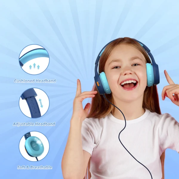 Tronsmart KH01 Wired Headphones for Kids, Safe - Blueeng