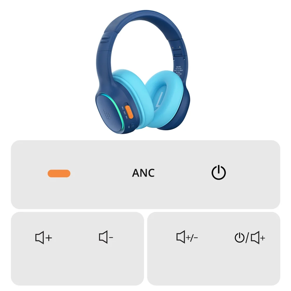 Tronsmart KH03 Wireless Headphones with ANC, for Kids, Safe - Blueeng