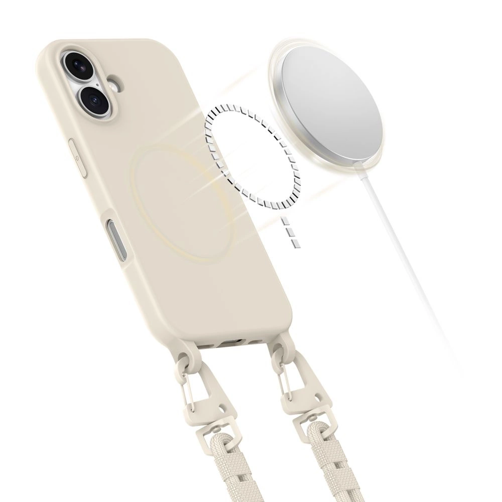 Tech-Protect MagNecklace MagSafe Case with Lanyard for iPhone 16 - Beigeeng