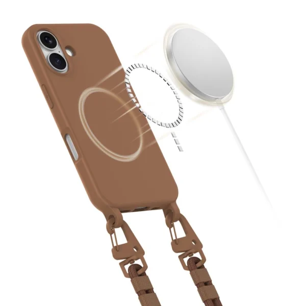 Tech-Protect MagNecklace MagSafe case with lanyard for iPhone 16 - browneng