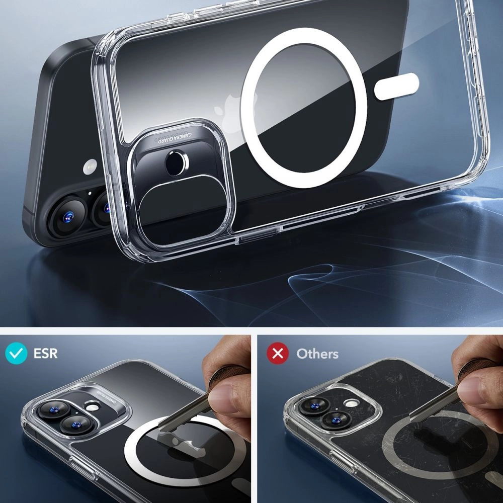 ESR Classic Hybrid Halolock MagSafe Case + Tempered Glass for iPhone 16 - Cleareng