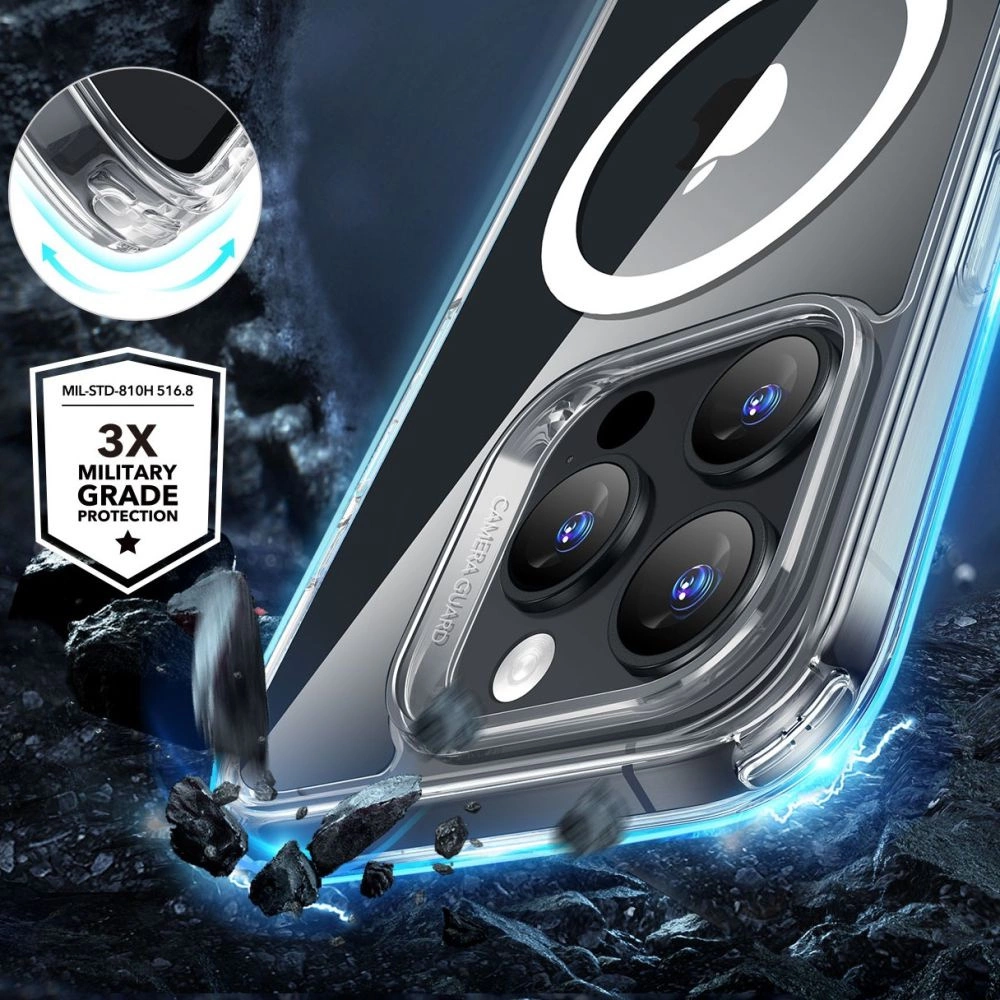 ESR Classic Hybrid Halolock MagSafe Case + Tempered Glass for iPhone 16 Pro - Cleareng