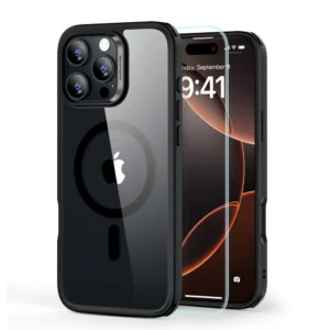 ESR Classic Hybrid Halolock MagSafe Case + Tempered Glass for iPhone 16 Pro - Clear with Black Frameeng