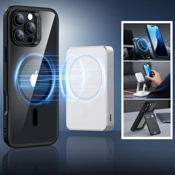 ESR Classic Hybrid Halolock MagSafe Case + Tempered Glass for iPhone 16 Pro - Clear with Black Frameeng