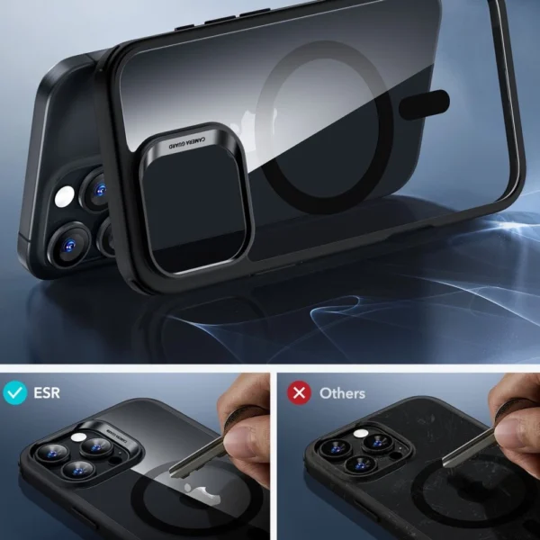 ESR Classic Hybrid Halolock MagSafe Case + Tempered Glass for iPhone 16 Pro - Clear with Black Frameeng