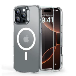 ESR Classic Hybrid Halolock MagSafe Case + Tempered Glass for iPhone 16 Pro - Semi-Transparenteng
