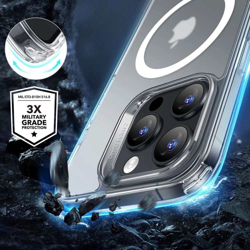ESR Classic Hybrid Halolock MagSafe Case + Tempered Glass for iPhone 16 Pro - Semi-Transparenteng