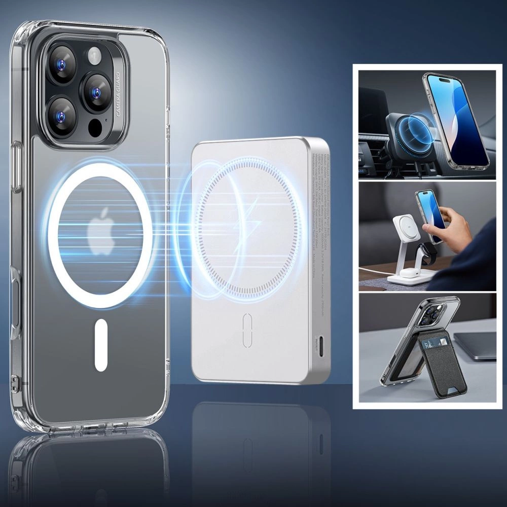 ESR Classic Hybrid Halolock MagSafe Case + Tempered Glass for iPhone 16 Pro - Semi-Transparenteng