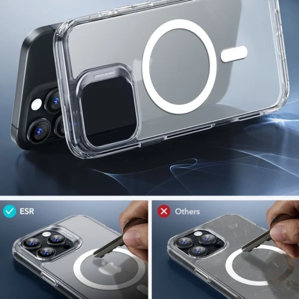 ESR Classic Hybrid Halolock MagSafe Case + Tempered Glass for iPhone 16 Pro - Semi-Transparenteng
