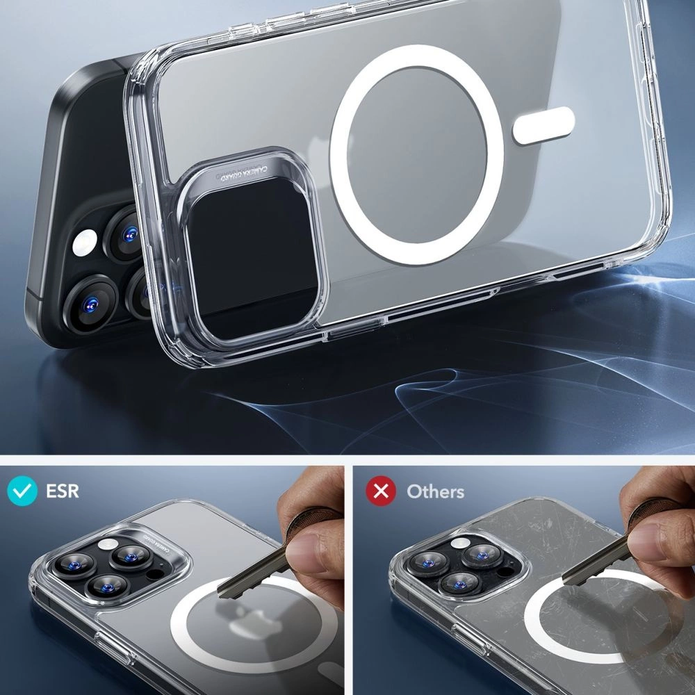 ESR Classic Hybrid Halolock MagSafe Case + Tempered Glass for iPhone 16 Pro - Semi-Transparenteng