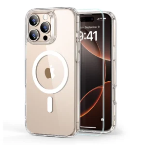 ESR Classic Hybrid Halolock MagSafe Case + Tempered Glass for iPhone 16 Pro Max - Cleareng