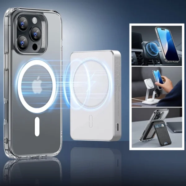 ESR Classic Hybrid Halolock MagSafe Case + Tempered Glass for iPhone 16 Pro Max - Semi-Transparenteng