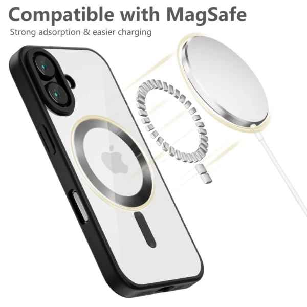 Tech-Protect MagFlex MagSafe iPhone 16 Case - Clear with Black Frameeng