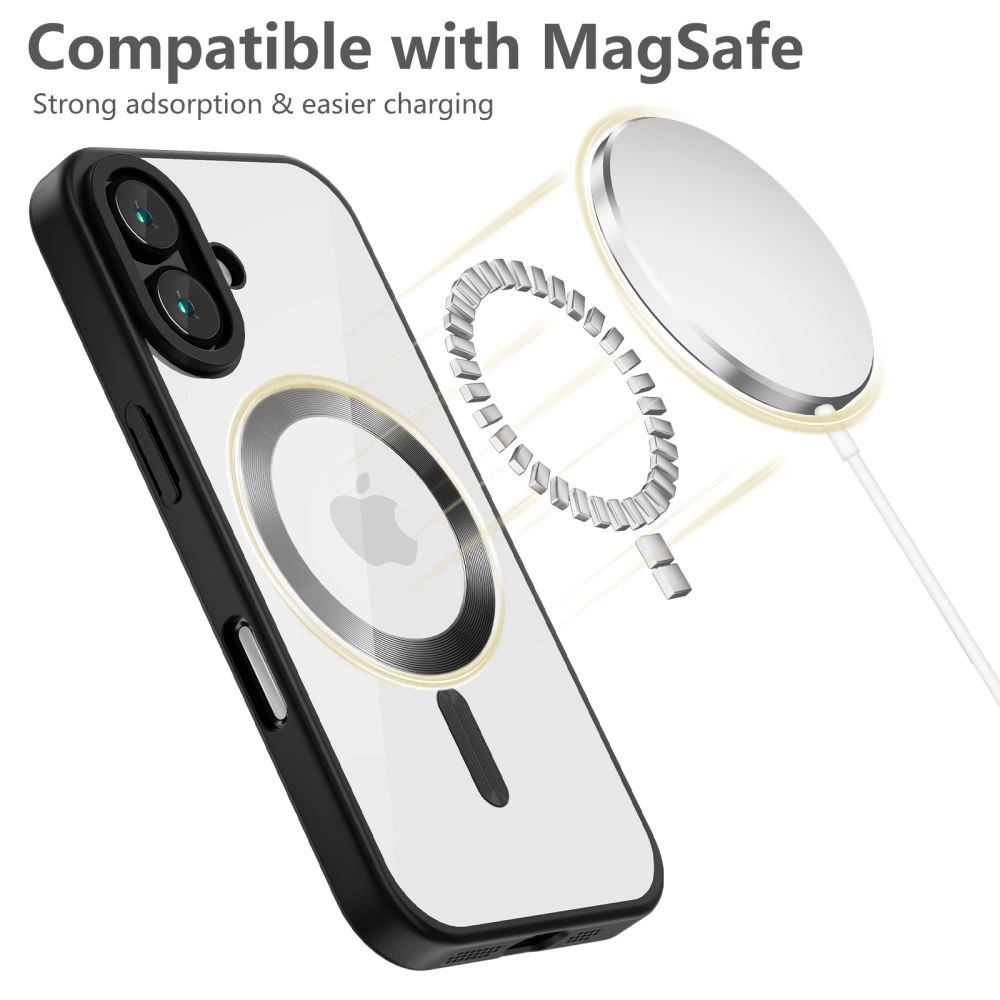 Tech-Protect MagFlex MagSafe iPhone 16 Case - Clear with Black Frameeng