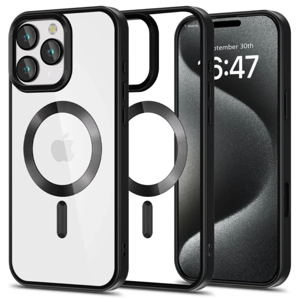 Tech-Protect MagFlex MagSafe iPhone 16 Pro Case - Clear with Black Frameeng