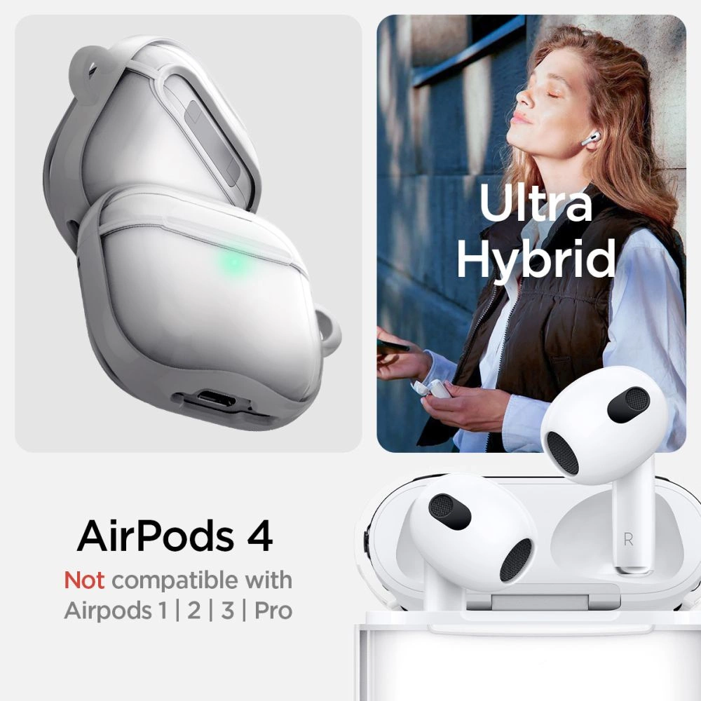 Spigen Ultra Hybrid Case for AirPods 4 - Whiteeng