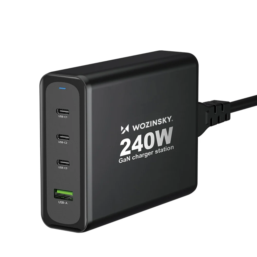 Wozinsky WGCSB 240W GaN wall charger USB-A / 3 x USB-C - blackeng