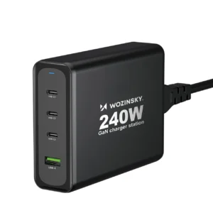 Wozinsky WGCSB 240W GaN wall charger USB-A / 3 x USB-C - blackeng