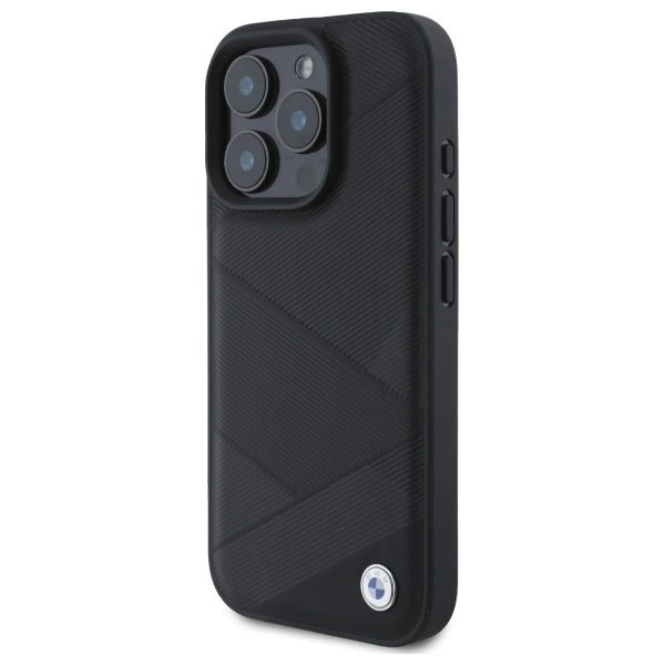 BMW Sign Leather Crossing Lines Pattern iPhone 16 Pro Max Case - Blackeng