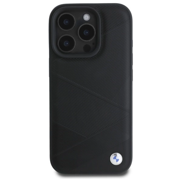 BMW Sign Leather Crossing Lines Pattern iPhone 16 Pro Max Case - Blackeng