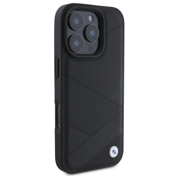 BMW Sign Leather Crossing Lines Pattern iPhone 16 Pro Max Case - Blackeng