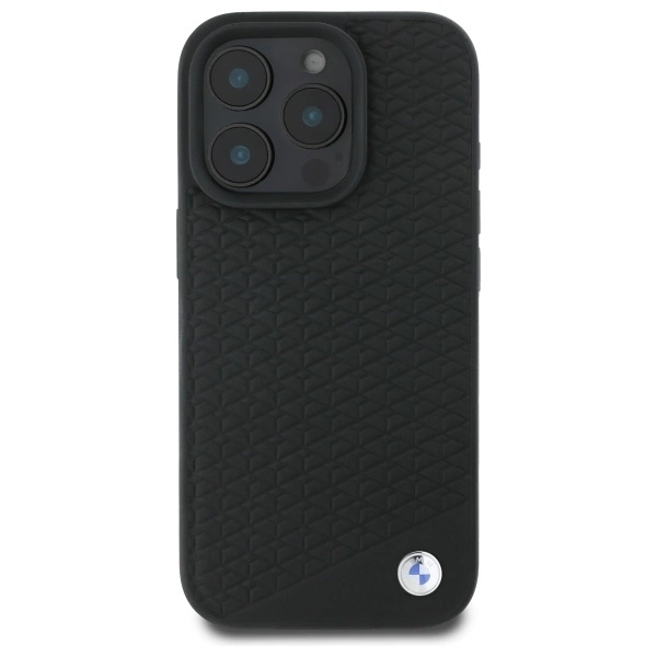 BMW Sign Leather Diamond Metal Logo MagSafe iPhone 16 Pro Case - Blackeng