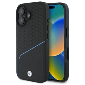 BMW Sign Leather Textured And Line MagSafe iPhone 16 Case - Blackeng