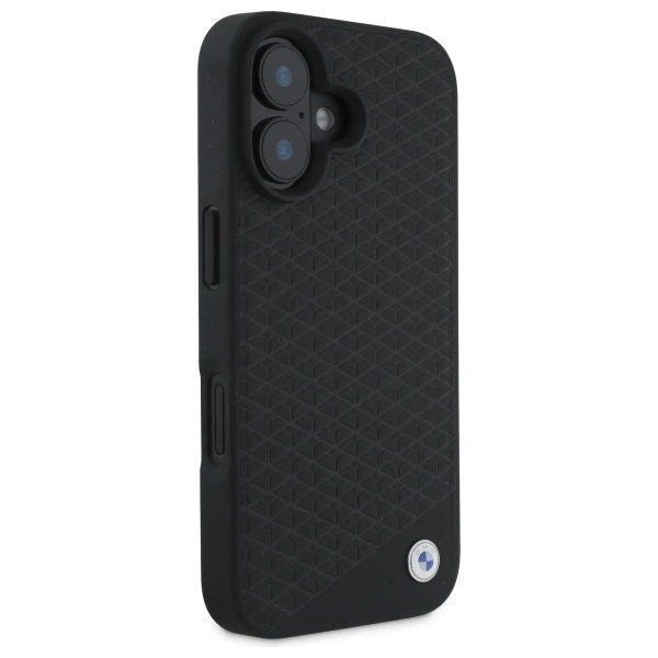 BMW Sign Leather Diamond Metal Logo MagSafe iPhone 16 Case - Blackeng