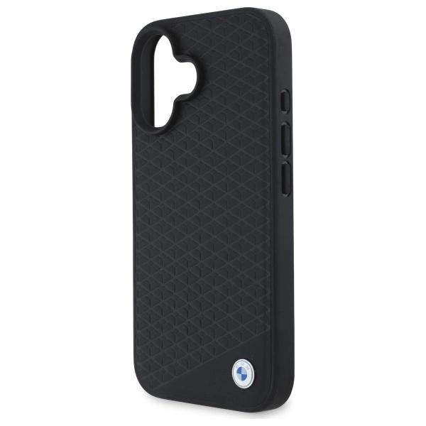 BMW Sign Leather Diamond Metal Logo MagSafe iPhone 16 Case - Blackeng