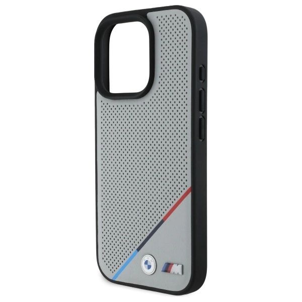 BMW M Perforated Tricolor Line MagSafe Case for iPhone 16 Pro Max - Grayeng