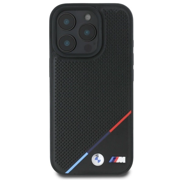 BMW M Perforated Tricolor Line MagSafe Case for iPhone 16 Pro Max - Blackeng