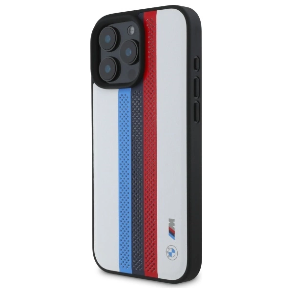 BMW M Performance Tricolor Printed Stripes MagSafeMagSafe iPhone 16 Pro Max Case - Whiteeng