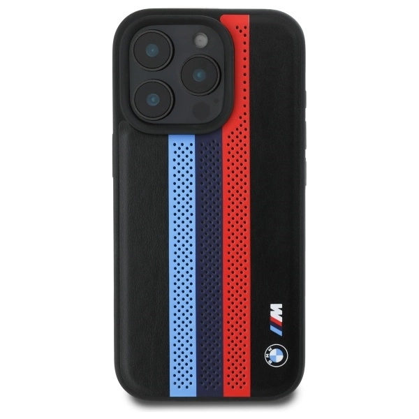 BMW M Performance Tricolor Printed Stripes MagSafeMagSafe Case for iPhone 16 Pro Max - Blackeng