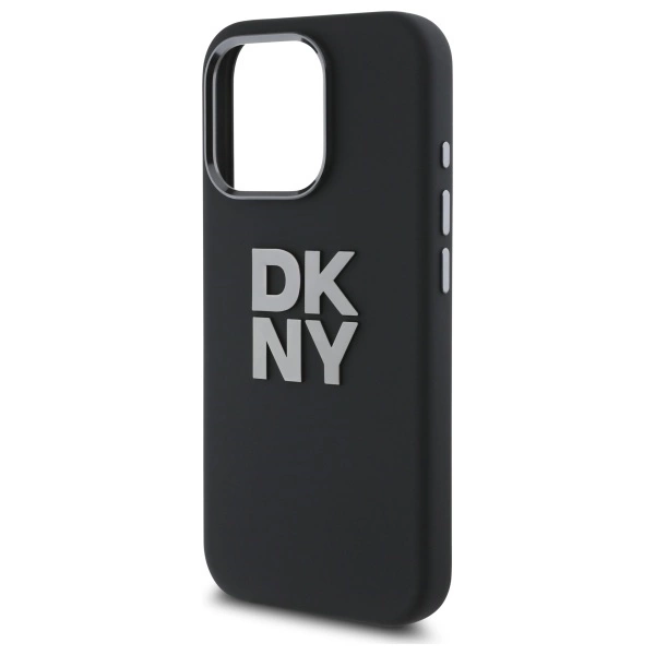 DKNY Liquid Silicone Metal Logo iPhone 16 Pro Case - Blackeng