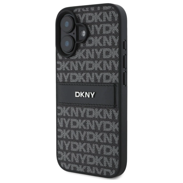 DKNY Texture Pattern Tonal Stripe iPhone 16 Case - Blackeng