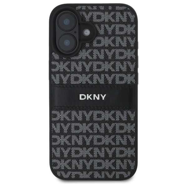 DKNY Texture Pattern Tonal Stripe iPhone 16 Case - Blackeng