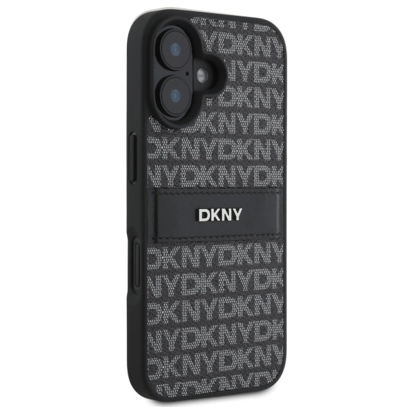 DKNY Texture Pattern Tonal Stripe iPhone 16 Case - Blackeng